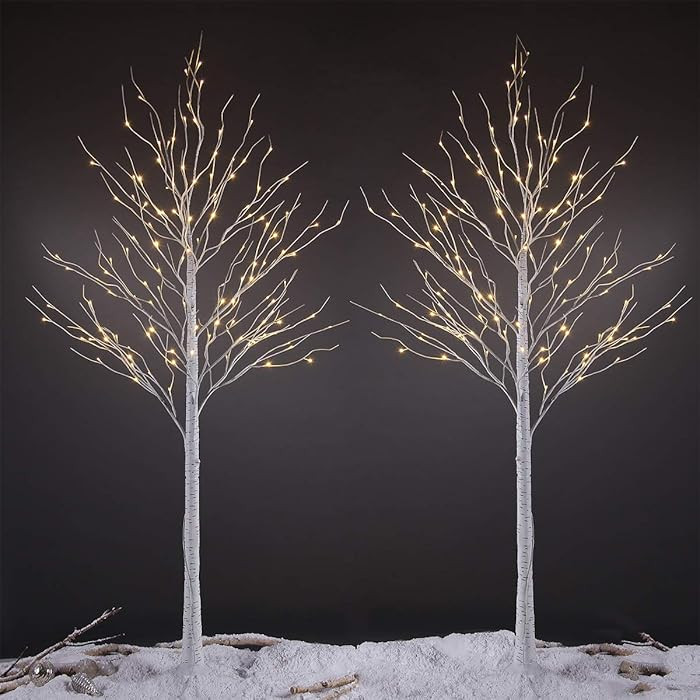 LIGHTSHARE 8 Feet 132L LED Birch Tree Lights, Pack of 2, Warm White, for Holiday Party and Christ... | Amazon (US)