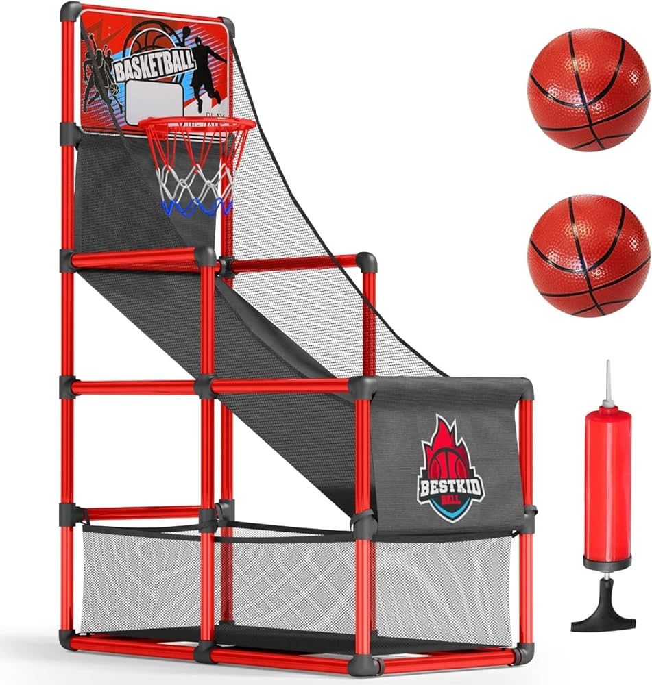 BESTKID BALL Kids Basketball Hoop Single Shot System Arcade Game Set: Indoor & Outdoor Sports Toy... | Amazon (US)