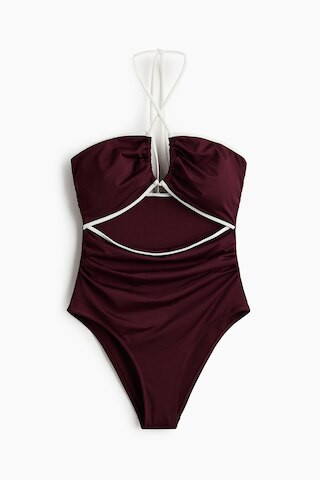 H & M - Padded-Cup Cutout Swimsuit - Burgundy | H&M (US + CA)
