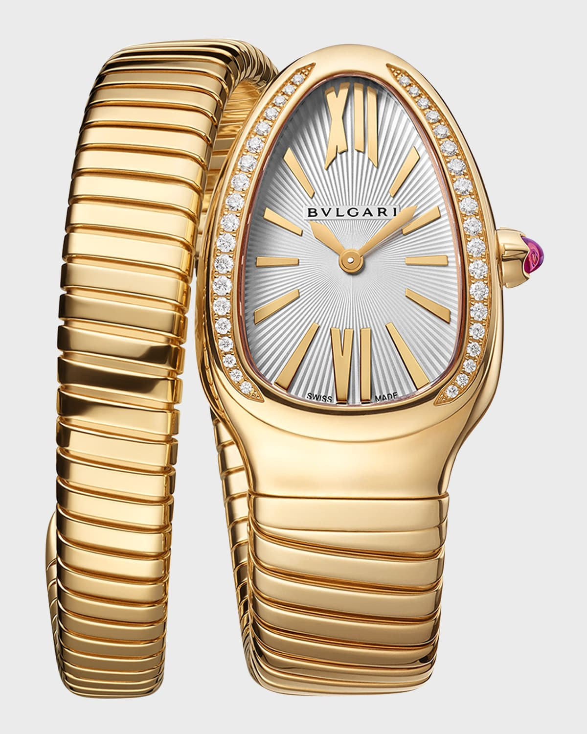 35mm Serpenti Tubogas Yellow Gold Diamond Watch | Neiman Marcus