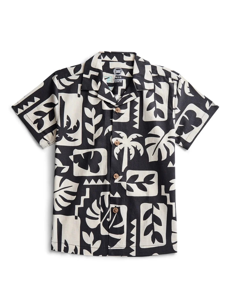 Wonder Nation Boys' Cotton Camp Shirt with Short Sleeves, Sizes 4-18 & Husky | Walmart (US)