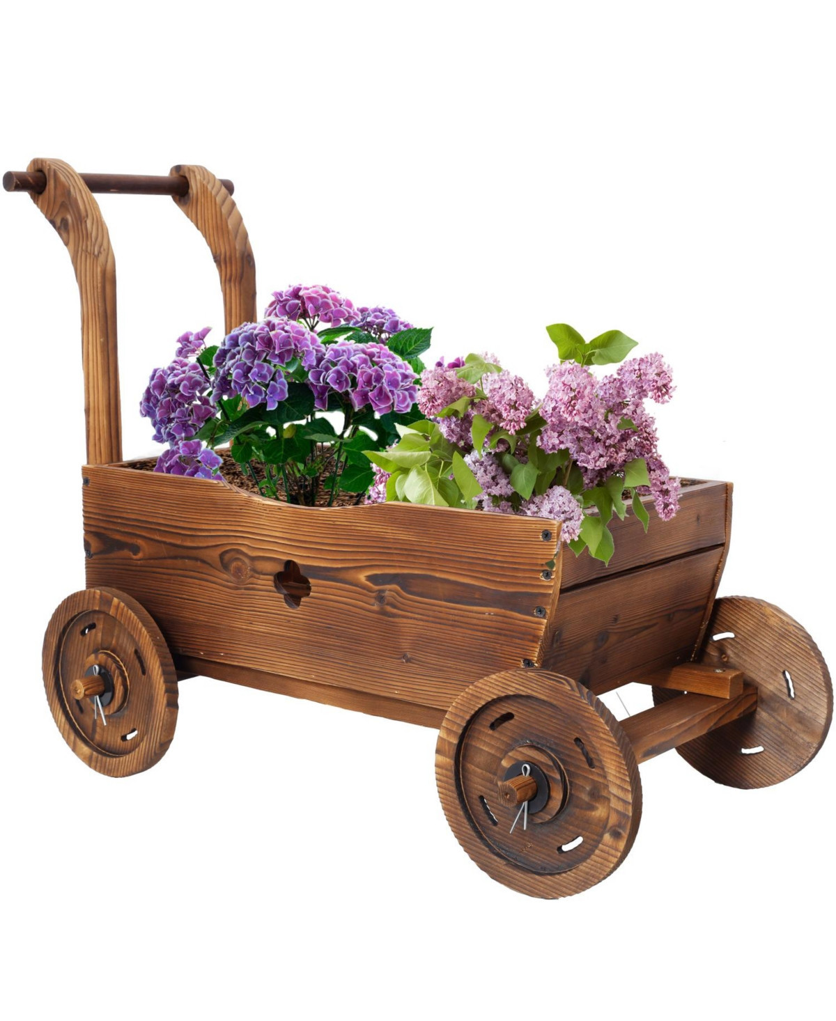 Streamdale Wooden Wagon Planter with Wheels, Drain Hole & Handle - Brown | Macy's