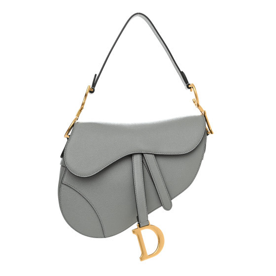 Grained Calfskin Saddle Bag Grey | FASHIONPHILE (US)