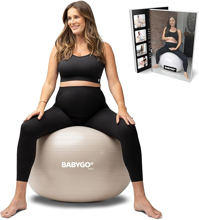 BABYGO Birthing Ball - Pregnancy Yoga Labor & Exercise Ball & Book Set Trimester Targeting, Mater... | Amazon (US)