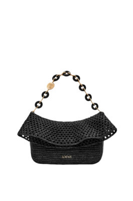 LOEWE Ola Medium $2400 Black Raffia Shoulder Bag New & Authentic | eBay US