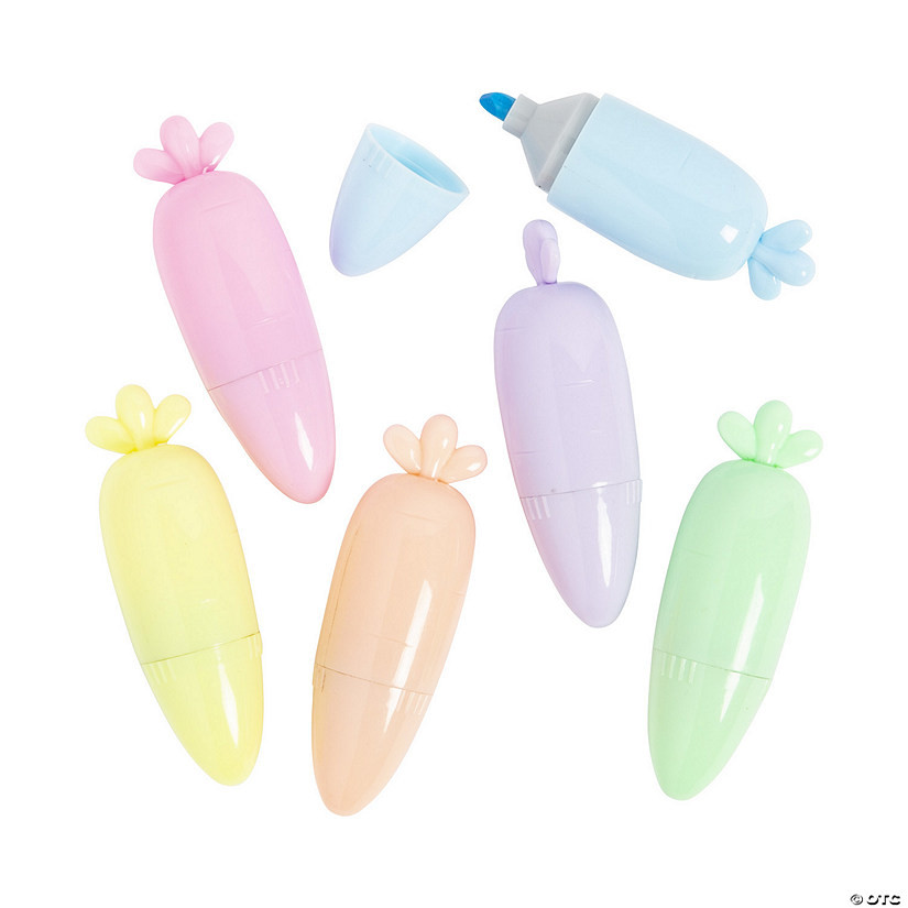 Pastel Carrot-Shaped Highlighters - 12 Pc. | Oriental Trading Company