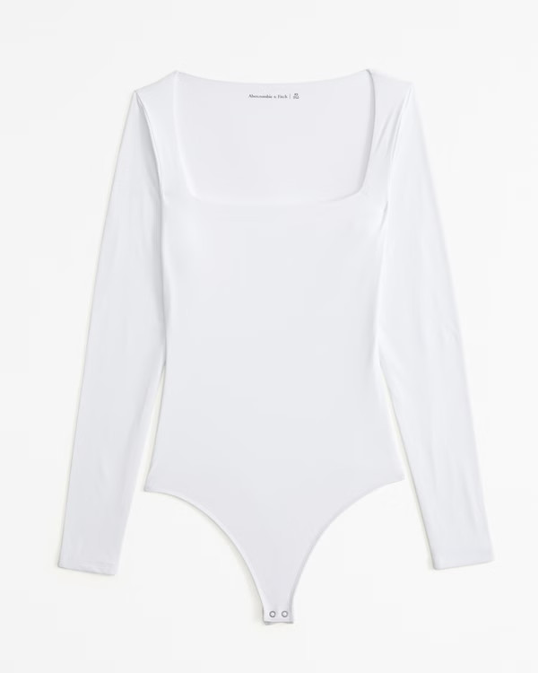 Soft Matte Seamless Long-Sleeve Squareneck Bodysuit | Abercrombie & Fitch (US)