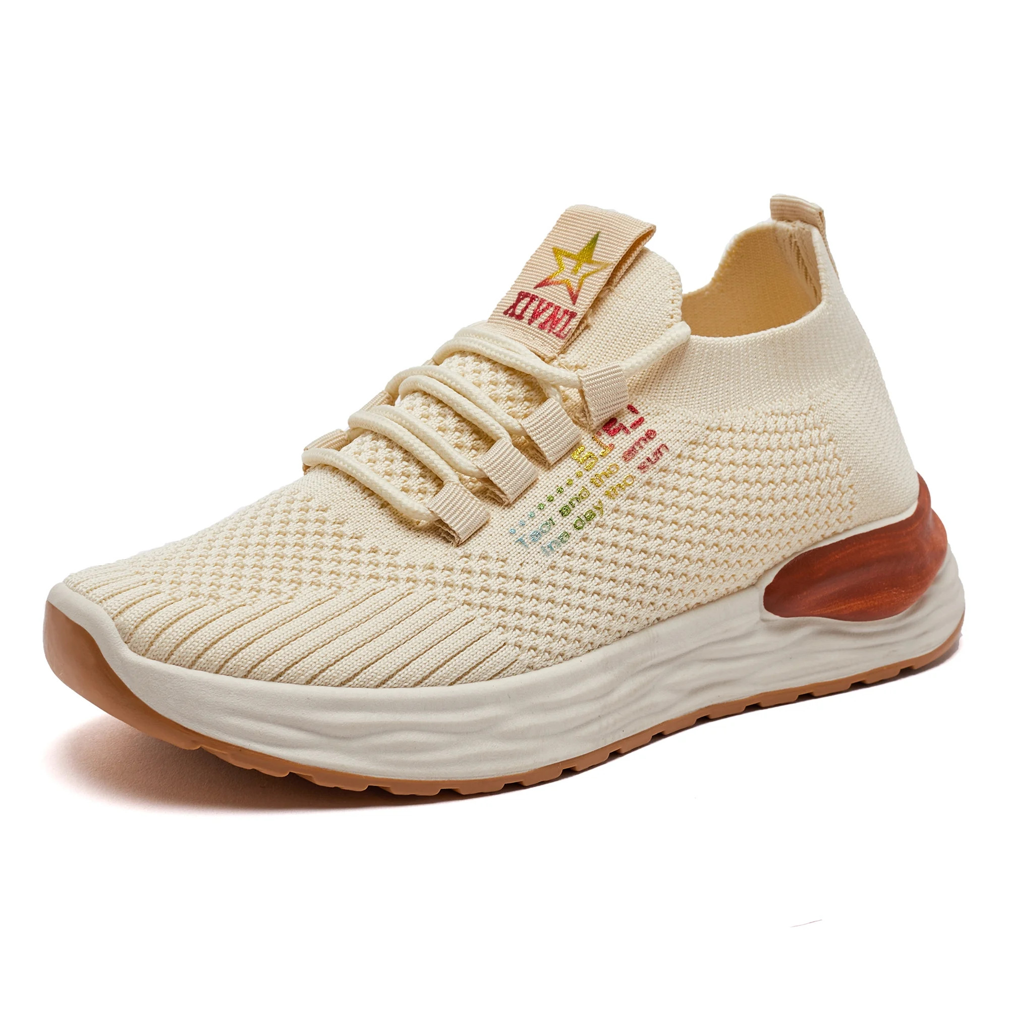 HOBIBEAR Running Shoes Women Workout Sneakers Breathable Mesh Walking Shoes Beige US 7 | Walmart (US)
