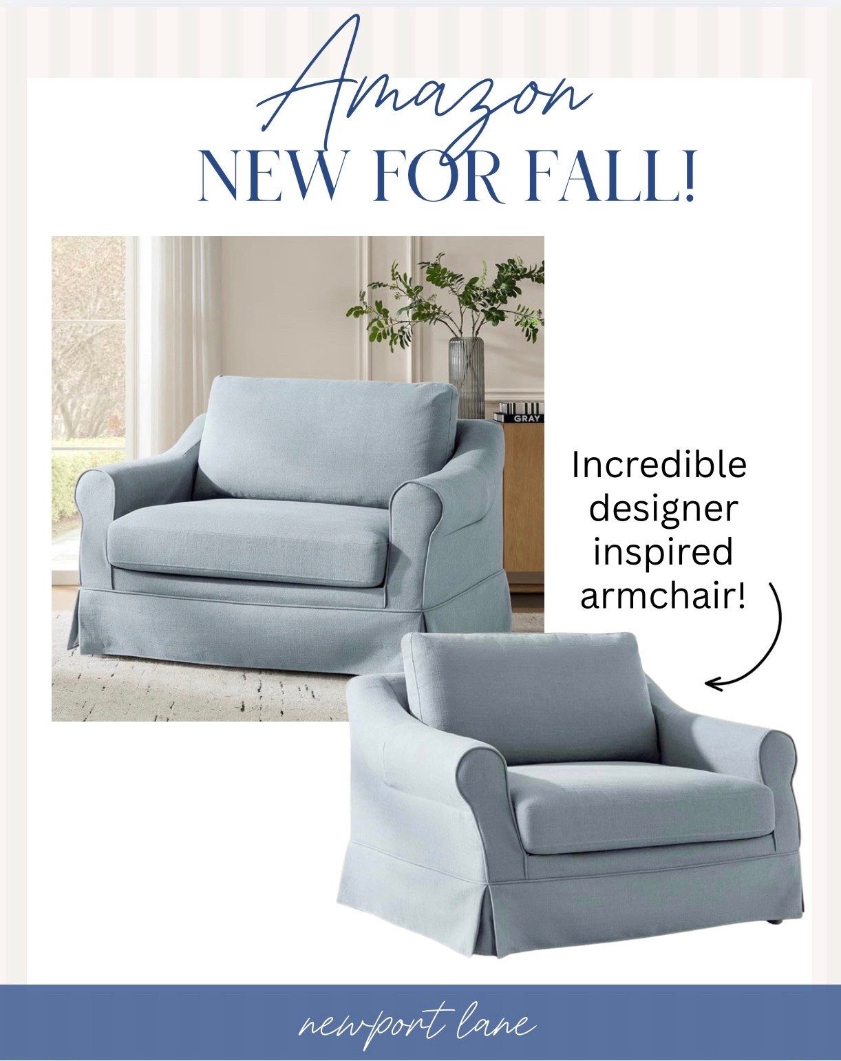 The oversized light blue armchair of your coastal dreams and Amazon made it happen 🤍 This Serena and Lily inspired find is so gorgeous. It’s the sams beautiful coastal blue, same luxurious oversized silhouette, same elevated look and feel for a price that will genuinely stop you in your tracks. One of the best Amazon furniture finds I have come across and I could not wait to share it with you.

#LTKHome #LTKSaleAlert #LTKU