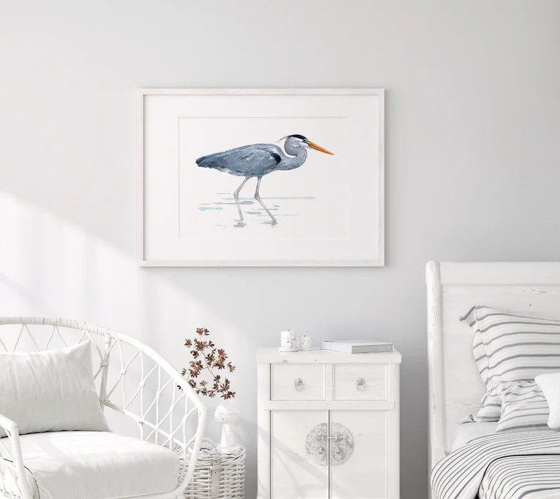 Great Blue Heron Watercolor Art Print Large Bird Art | Etsy | Etsy (US)