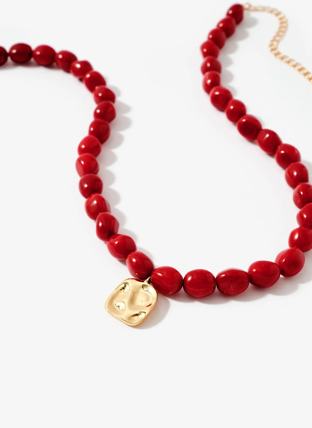 Red Beaded Charm Necklace | Mint Velvet