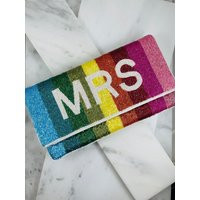 Mrs Beaded Clutch Purse With Shoulder Strap - Crossbody Bag, Seed Bead Purse, Bridal Bags | Etsy (US)