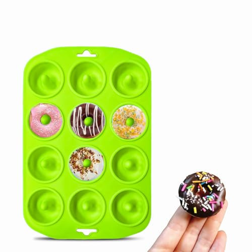 12 hole Silicone Donut Pan, Bite Size Silicone Donut Molds for baking, Mini Donut Mold Heat Resistant, Mini Donut Pan for baking Donuts, Muffin, Cake Biscuit Bagels, Non-stick Bottom, Dishwasher Safe | Amazon (US)