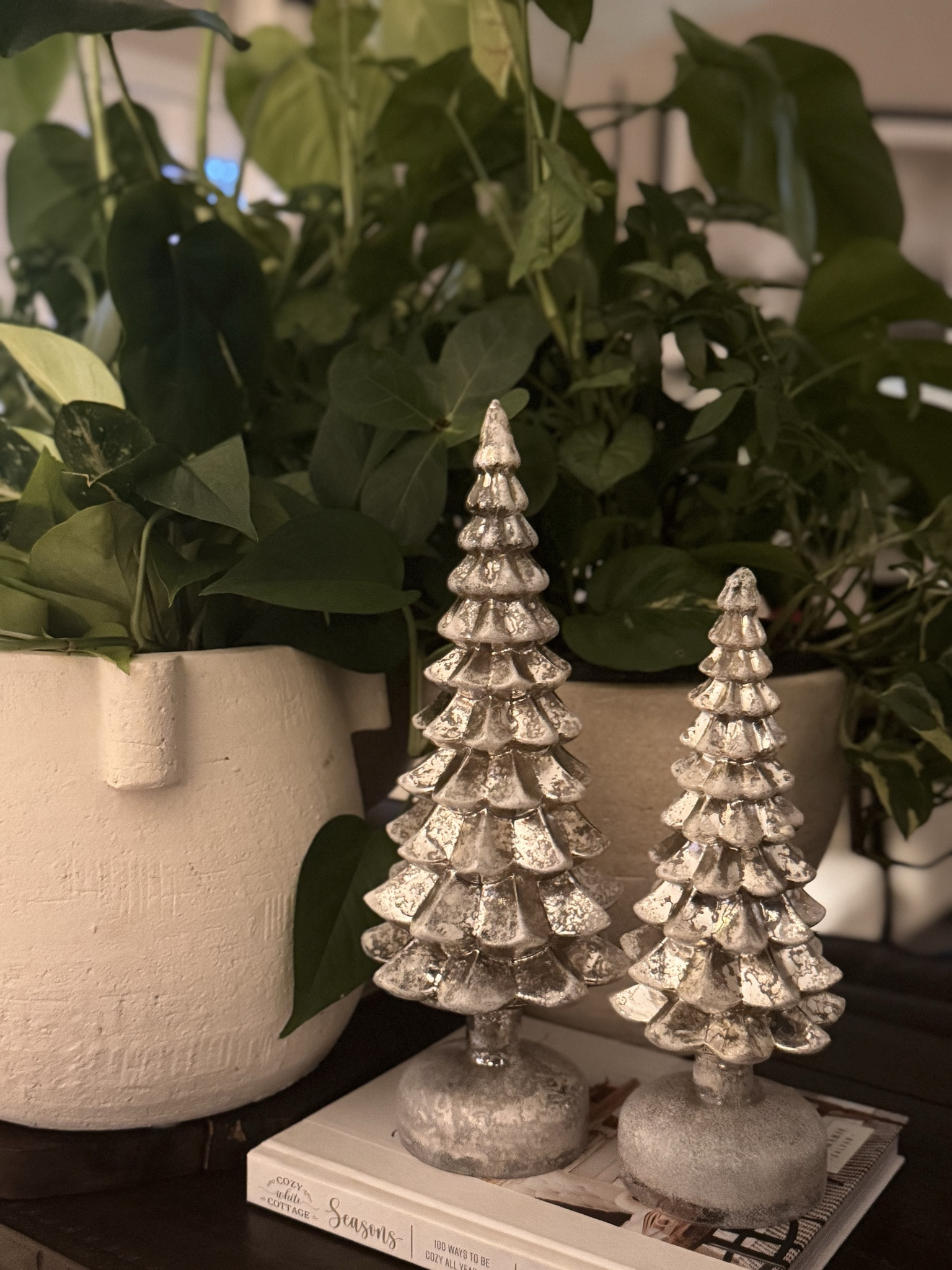 The cutest duo 🌲 My favorite way to add simple, cozy Christmas charm, two trees, one just a little taller for that layered look.

#LTKHoliday #LTKHome