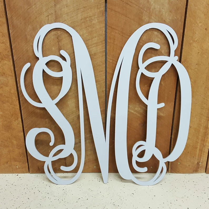 PAINTED Monogram - Wooden Initials - Vine Script Monogram - Monogram Door Hanger - Wall Hanging -... | Etsy (US)