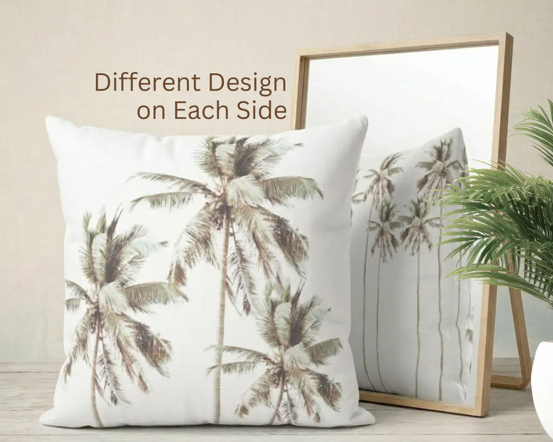 Palm Tree Pillow Cover Beach Decor Beach House Coastal Decor Palm Beach Chic Throw Pillow Beachy ... | Etsy (US)