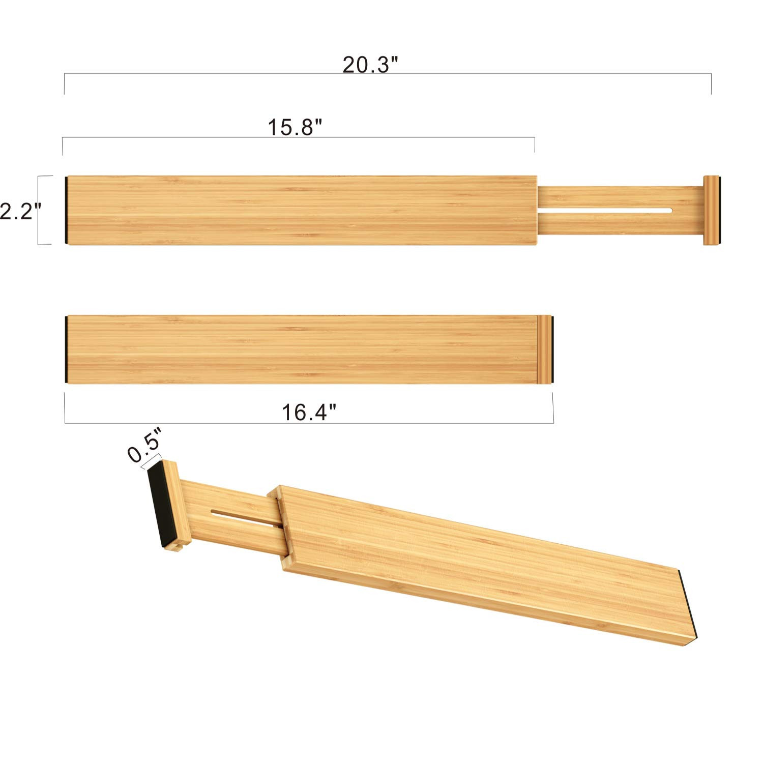 BAMEOS Drawer Dividers Bamboo Separators Organization Expandable Organizers for Kitchen Bedroom Bath | Amazon (US)