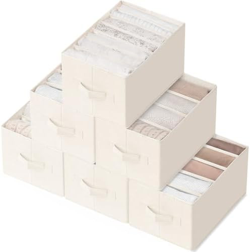 Criusia 6 Pack Large Clothes Organizer, Wardrobe Closet Organizer and Storage with Handles, Folda... | Amazon (US)