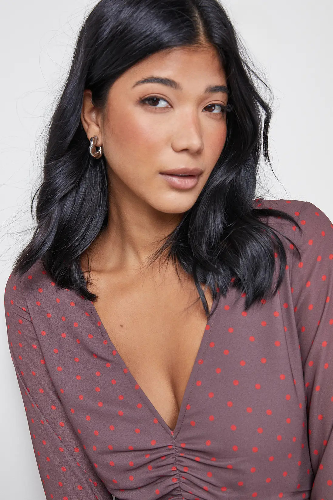 Dresses | Premium Georgette Ruched Front Flutter Cuff Maxi Dress | Warehouse | Debenhams UK