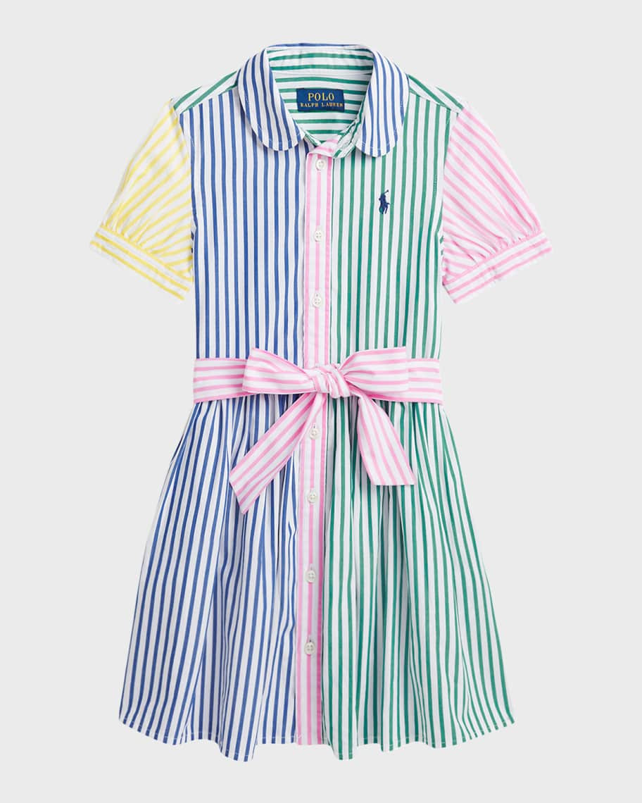 Ralph Lauren Childrenswear Girl's Carlow Multi-Stripe Cotton Shirtdress, Size 2-6X | Neiman Marcus