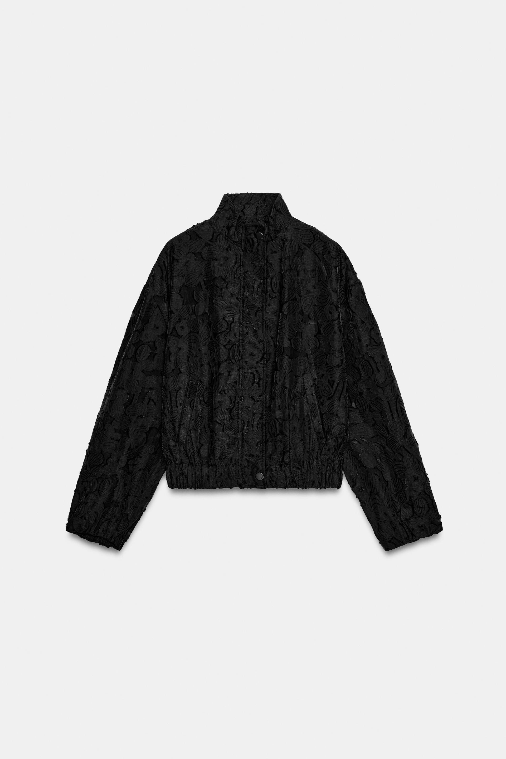 Zara - Burnout Bomber Jacket - Black - M - Woman | Zara US