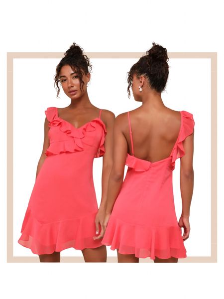 Coral pink ruffled asymmetrical spring summer vacation resort party mini dresss

#LTKstyletip #LTKparties #LTKwedding