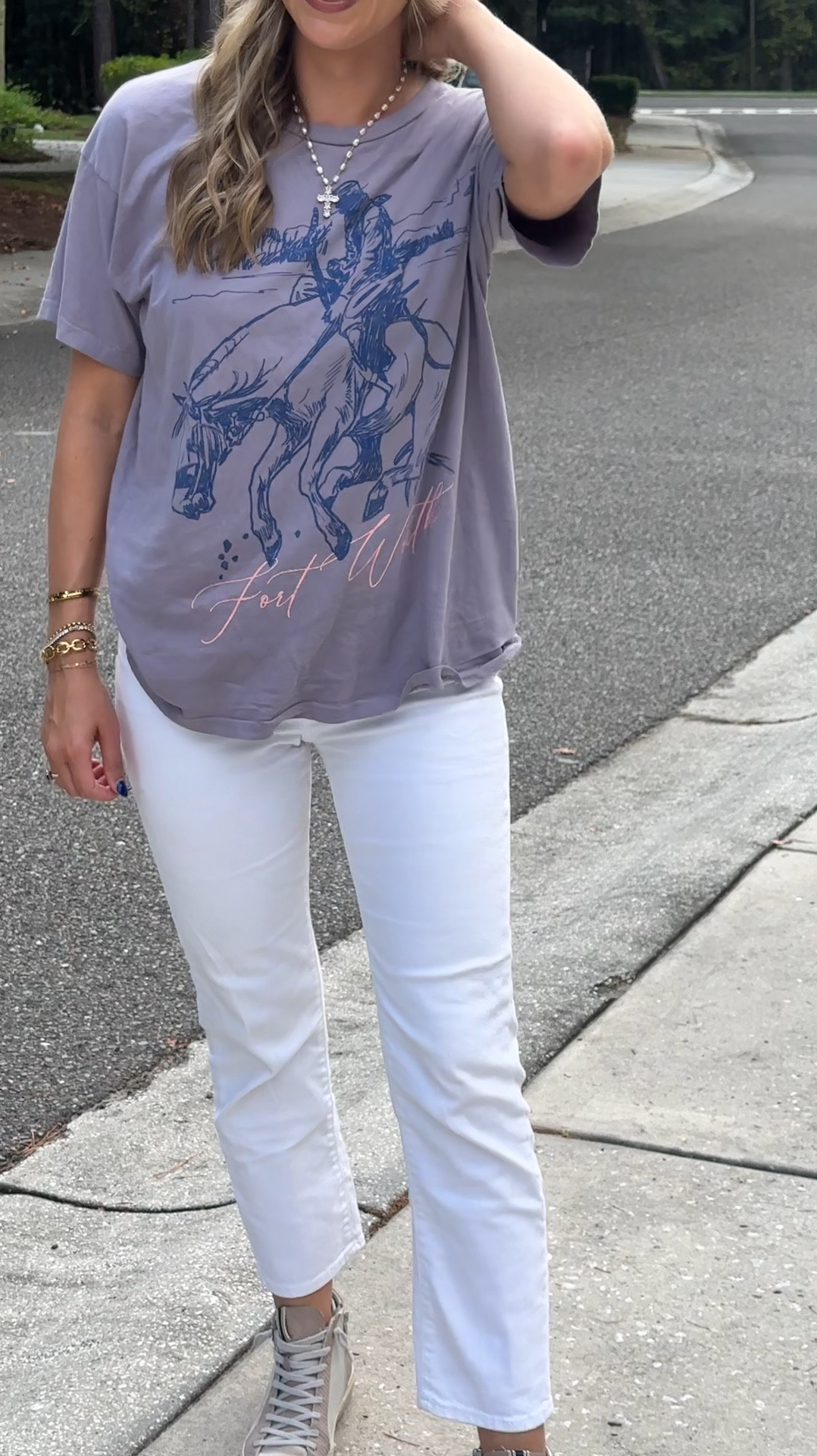 Easy graphic tee outfit! 

Fall Outfit 
Jeans 
Graphic Tee 
Daydreamer 
Moreewithmo 

#LTKFindsUnder100 #LTKOver40 #LTKStyleTip