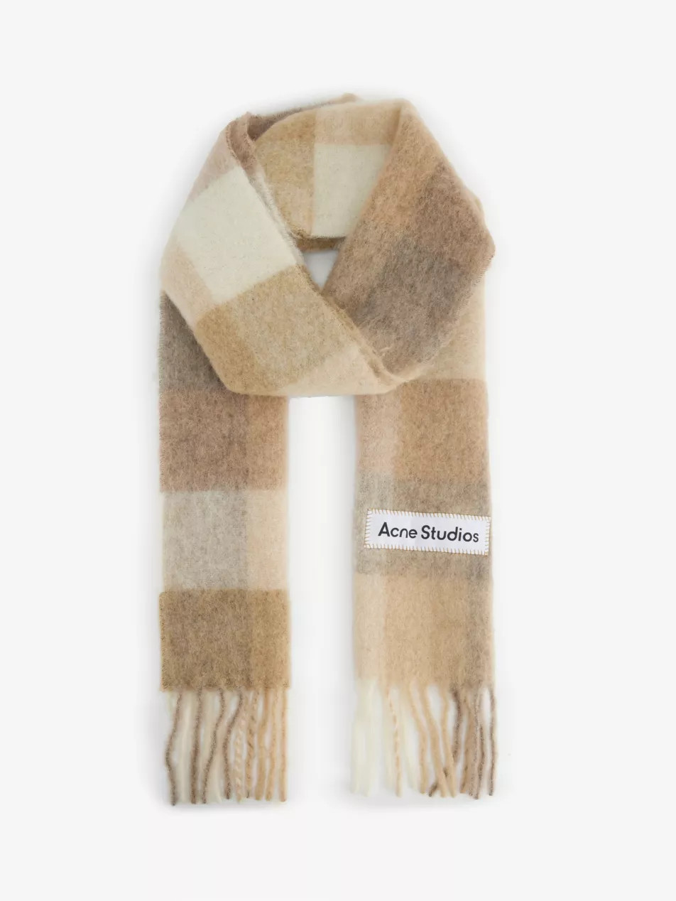 Vally checked wool-blend scarf | Selfridges