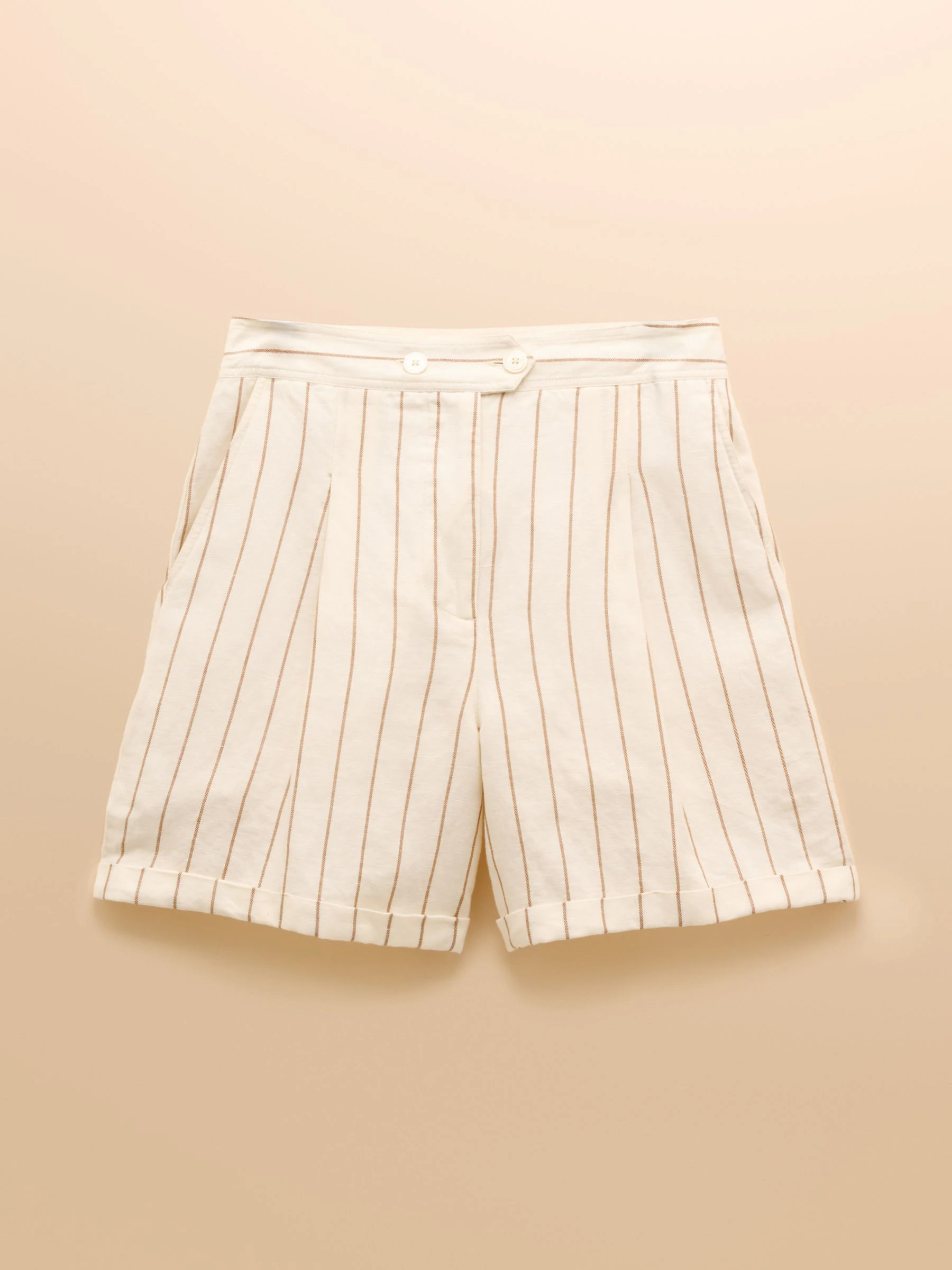 Joules Joules Cream Stripe Linen-Cotton Tailored Shorts | Next US