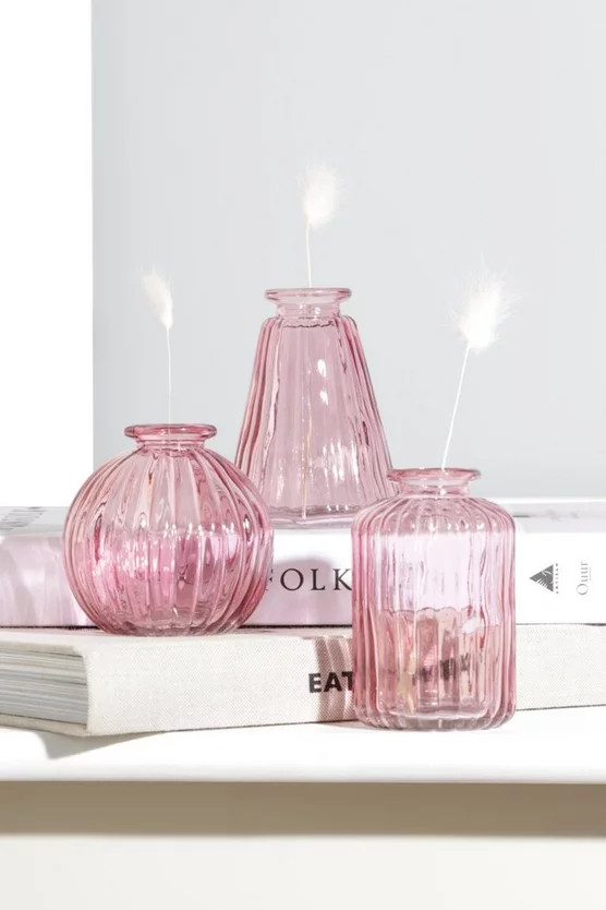 Pink Glass Bud Vases - Set Of 3 | Boohoo.com (US & CA)