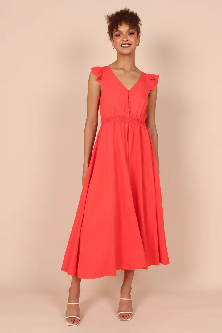 Cassatt Frill Cap Sleeve Maxi Dress - Red | Petal & Pup (US)