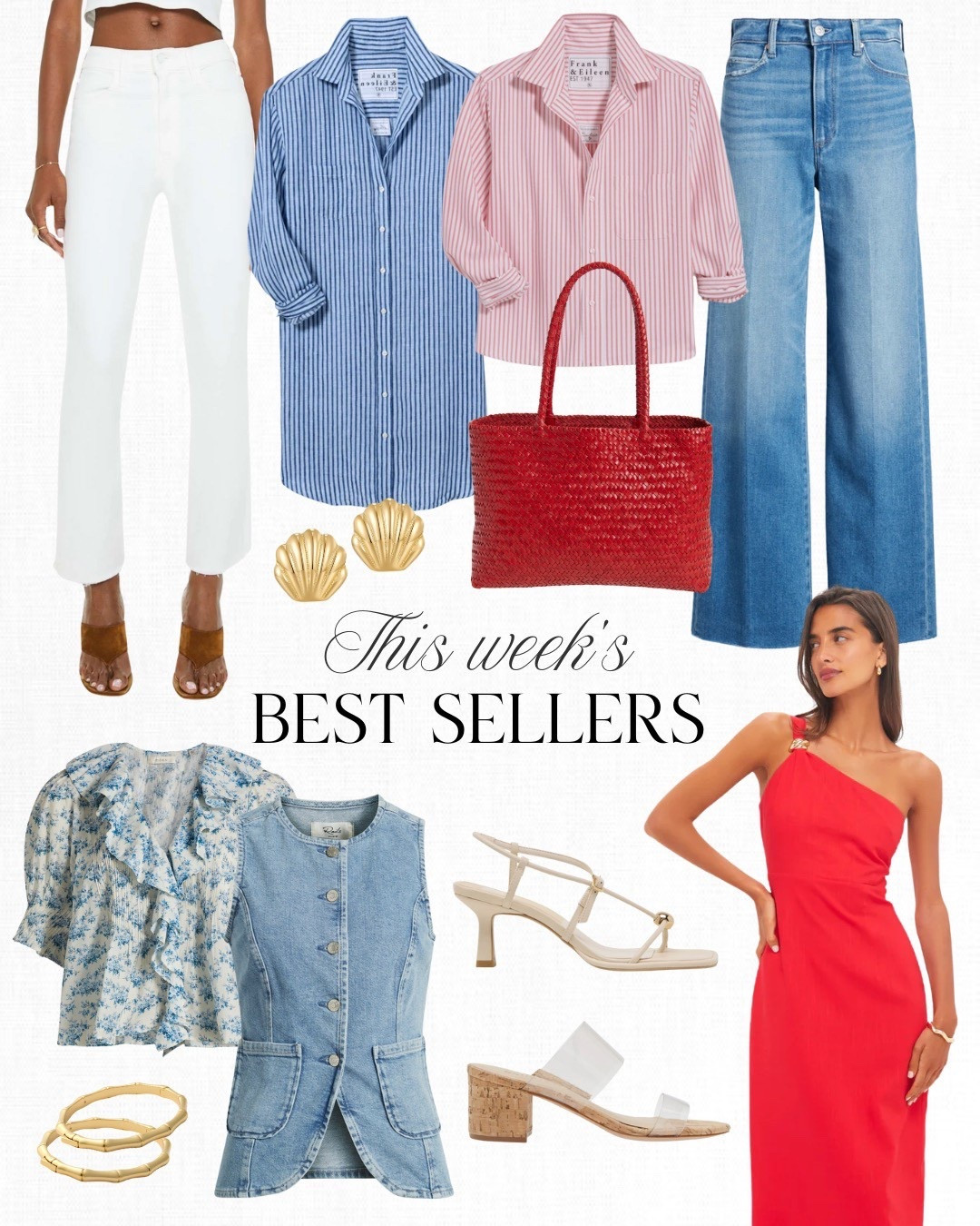 This week’s top 10 best sellers! 😍 So many fun summer pieces like this pretty red dress or this striped button-up which is currently on sale! 

#LTKSummerEdit 

#LTKSaleAlert #LTKFindsUnder100