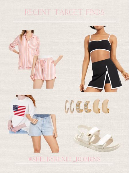 Recent Target finds, linen outfit style, black active wear, American flag sweater, cute summer style, Velcro sandals, gold hoop earrings 

#LTKStyleTip #LTKSeasonal #LTKShoeCrush