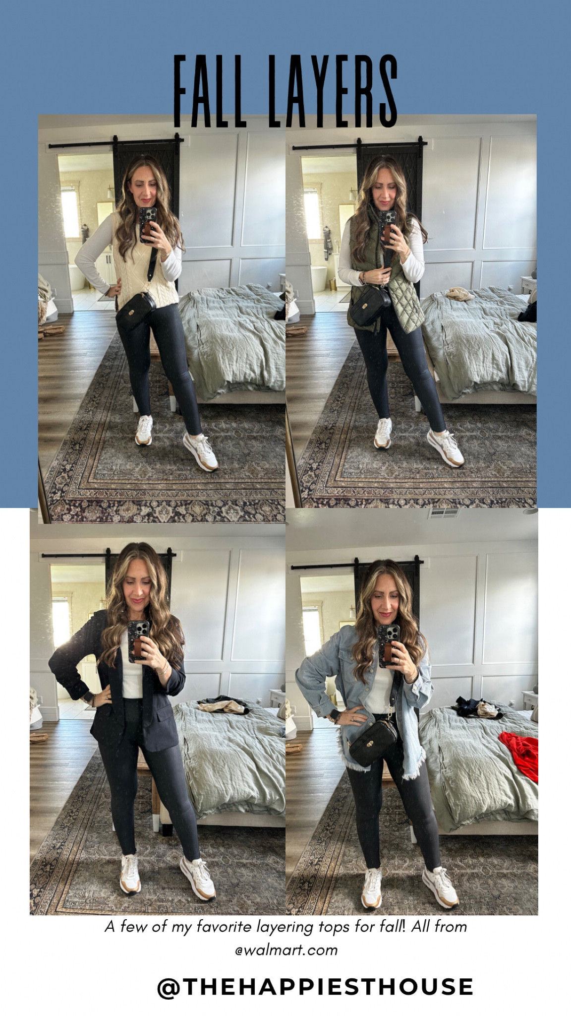 The best way to update a fall wardrobe is to add some cozy layers! My @walmart delivery didn’t disappoint today! I grabbed a cozy v-neck in cream, another tailored jacket because I loved the one I got last year. Then this green puffy vest!! It comes in lots of colors and it’s $15 while the sale is live! Last but not least is this denim shacket/jacket! So cute and comfortable too! Check them all out for yourself! #walmartpartner #walmartfashion #iywyk #falloutfits

#LTKmidsize #LTKSeasonal #LTKHolidaySale