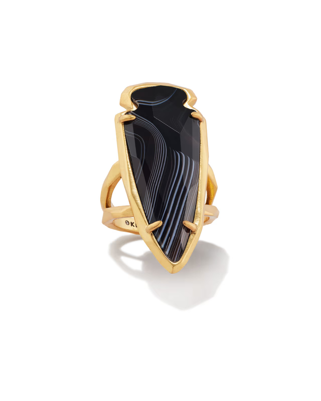 Skylar Vintage Gold Statement Ring in Black Banded Agate | Kendra Scott
