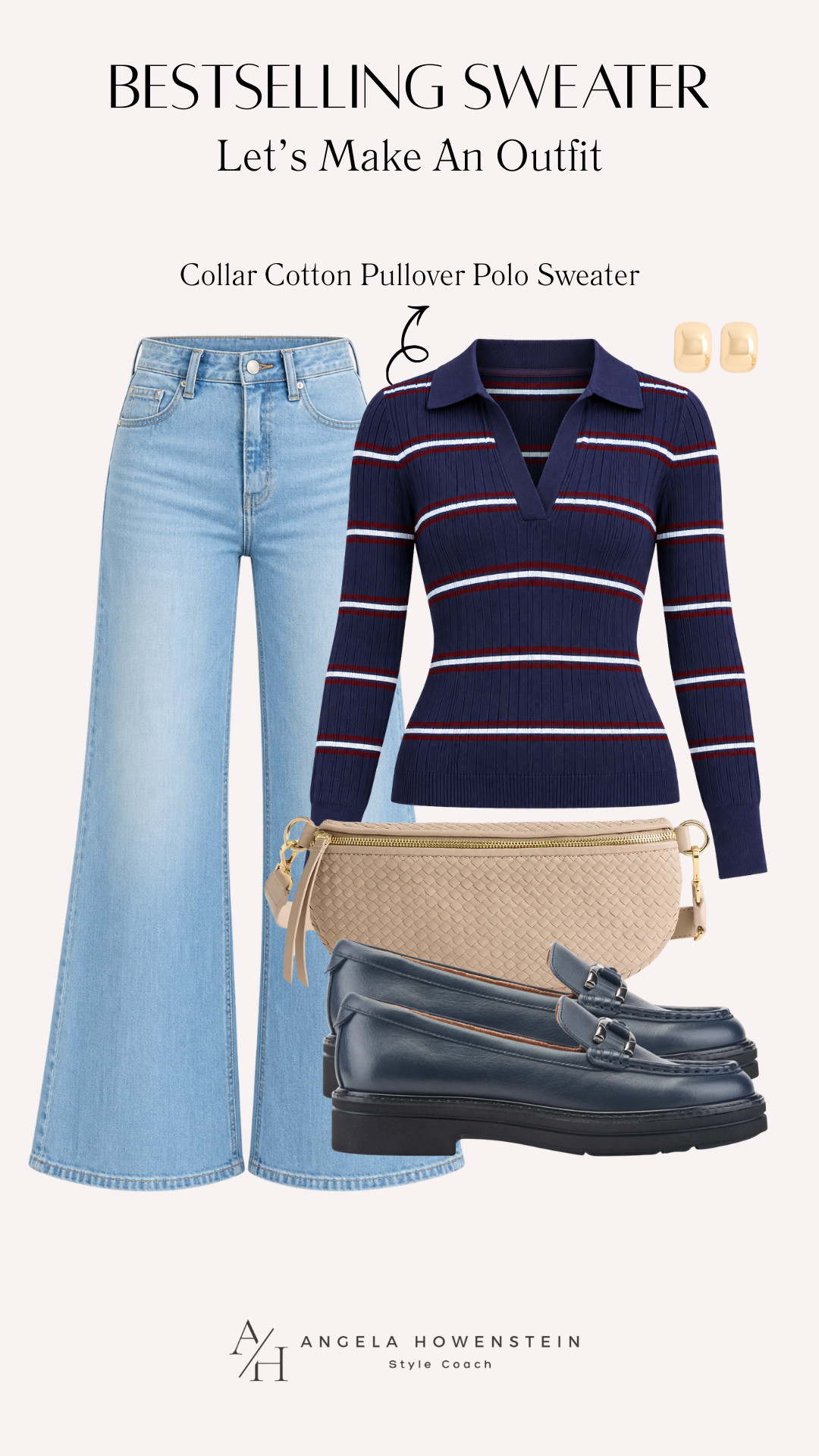 This bestselling cotton polo sweater is such a good wardrobe staple! 

The navy, burgundy, and white stripes feel classic but fresh, and it looks effortlessly polished with wide-leg jeans and loafers. 

👩‍💻 LTK PRO TIPS
❤️ Heart = Support my posts ;-)
🔖 Save = Get sale & restock alerts for the things you love!
📋 Lists = Keep favorites organized (List ideas: Christmas, Birthdays, and Vacations!)
📲 Share = Send lists and products to a friend (or your daughters like me).
💬 Comment = Ask me anything, and I’ll answer. ;-) 

 #LTKootd #LTKSeasonal #LTKOver40