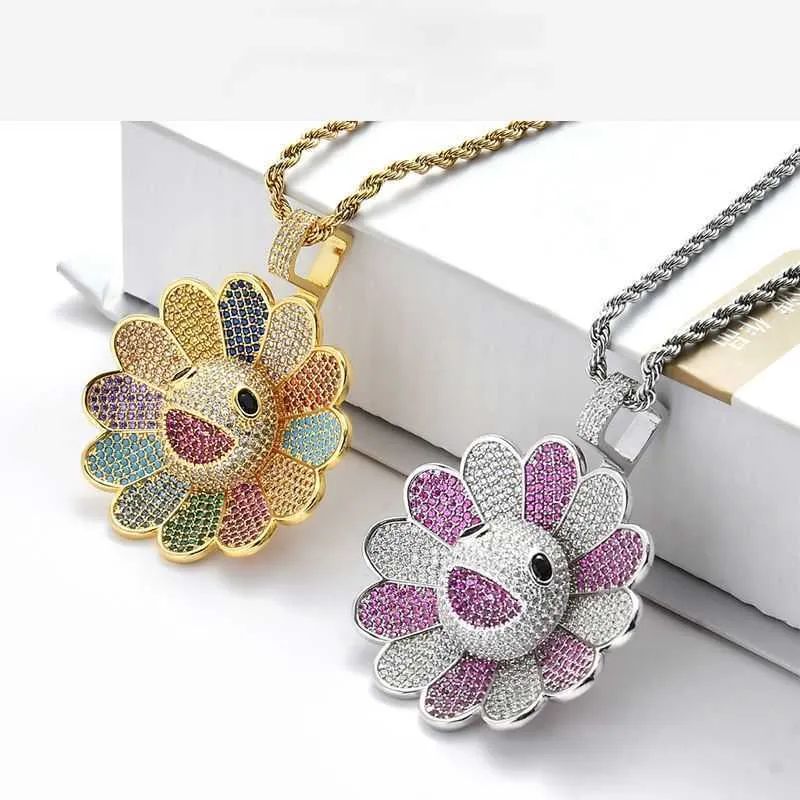 Pendant Necklaces Murakami Takashi Sunflower Necklace Emperors matching hiphop necklace ins rotat... | DHGate