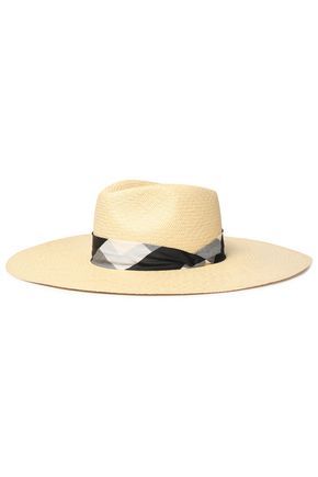 Frayed denim-trimmed straw sunhat | The Outnet Global
