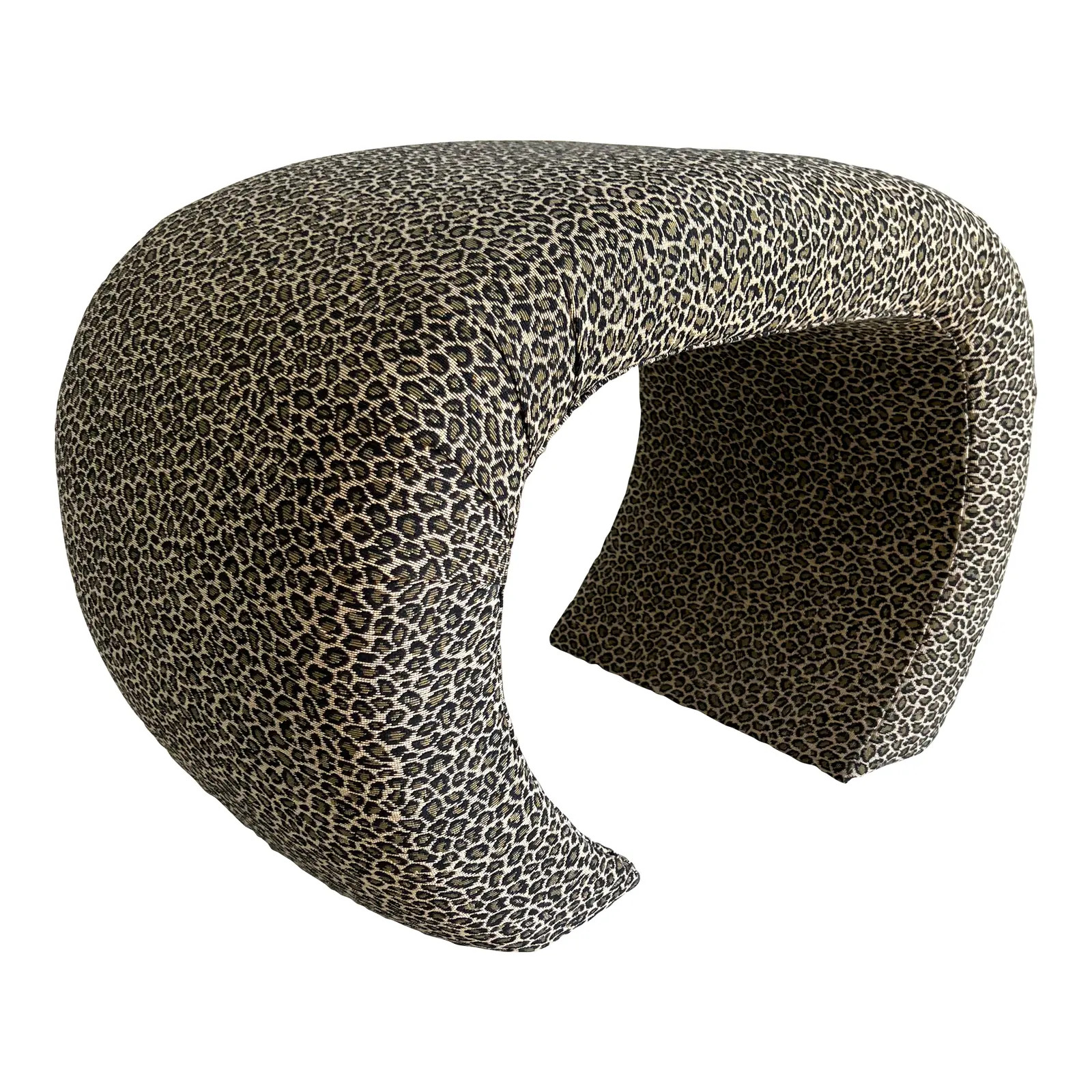 Newly Upholstered Petite Animal Print Vintage Stool Waterfall Bench | Chairish