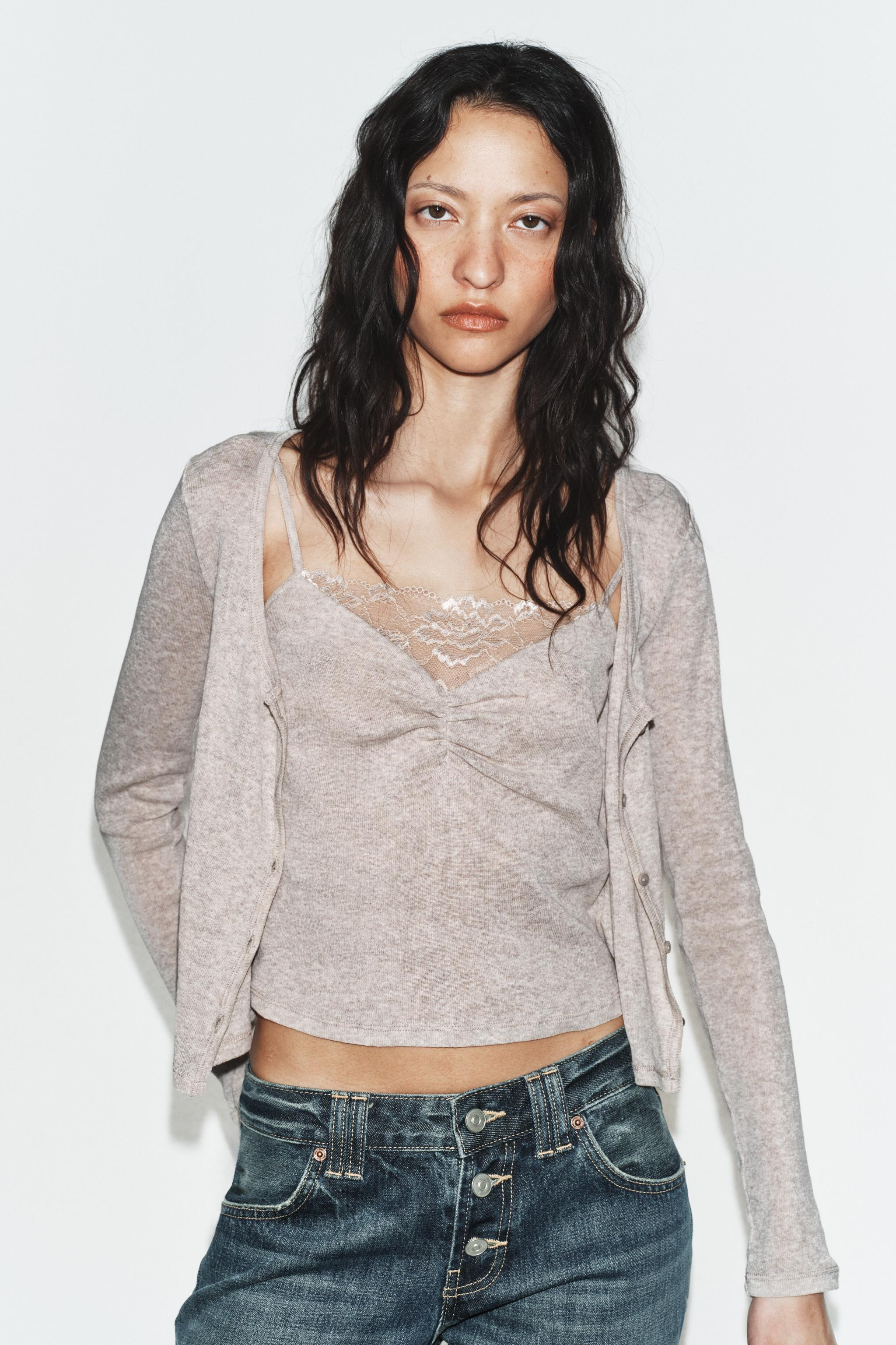 CONTRAST JACKET WITH LACE TOP | Zara UK