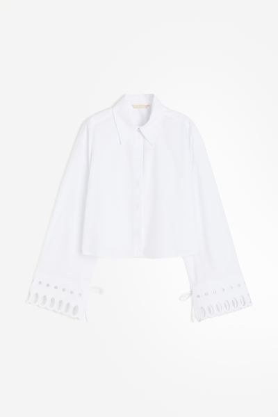 Broderie anglaise-detail shirt - White - Ladies | H&M GB | H&M (UK, MY, IN, SG, PH, TW, HK)