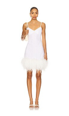 Milkwhite x REVOLVE Mini Dress With Feathers in White from Revolve.com | Revolve Clothing (Global)
