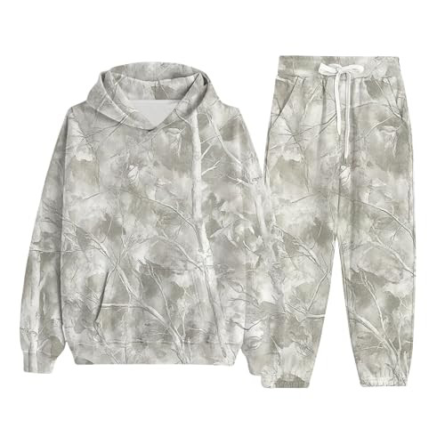 Camo Sweatsuits for Women Set 2 Piece,Womens Camo Hoodie Maple Leaf Print Oversized Sweaters Sweatshirt Sweatpants | Amazon (US)