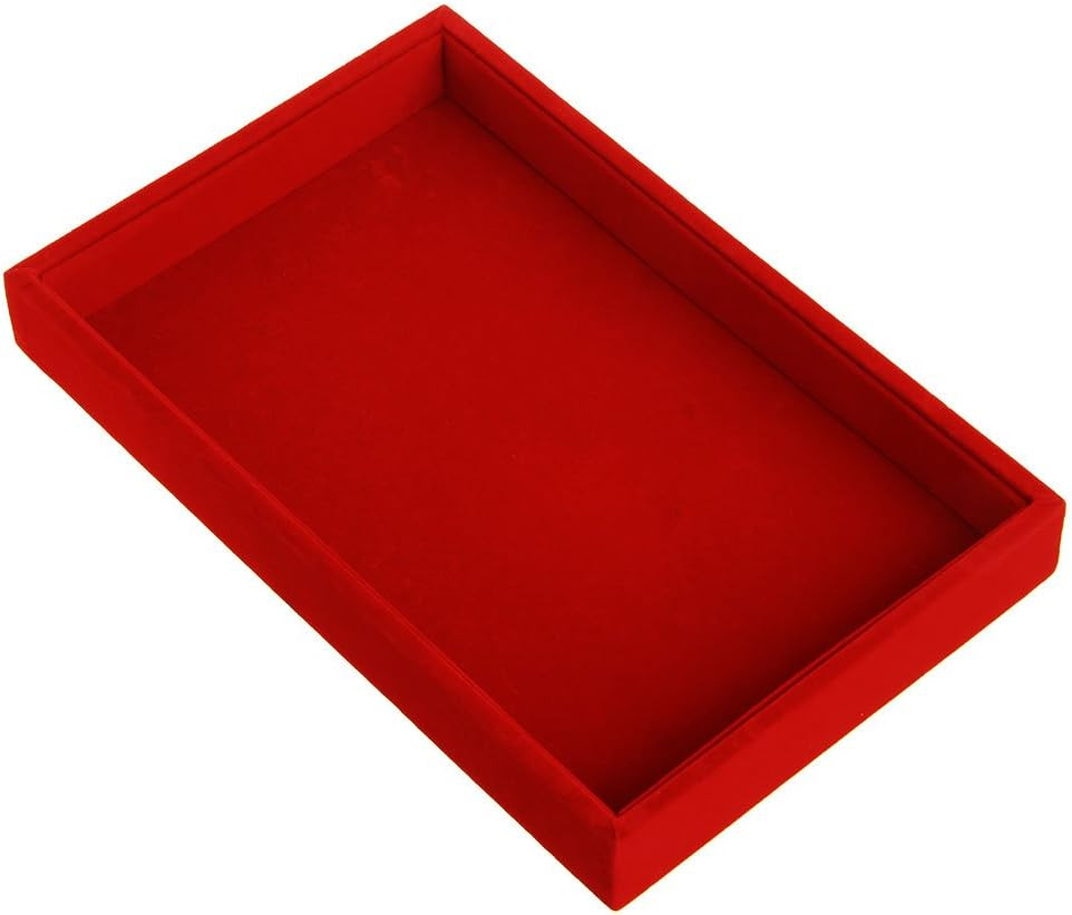 Youngy Stackable Jewelry Trays Inserts Velvet Catch All Jewelry Display Tray Case - Red | Amazon (US)