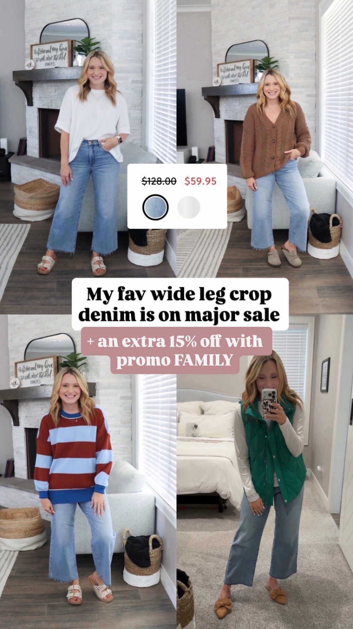 My favorite wide leg crop denim jeans are on major sale + free shipping!! I’m wearing a size 25 Curvy in these. If you have wider hips, def do the curves for more hip room. 



#LTKgrwm #LTKootd #LTKSaleAlert