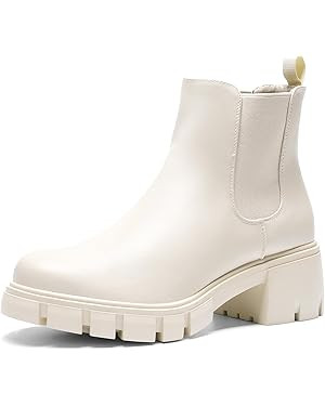 DREAM PAIRS Women's Elastic Chelsea Ankle Boots Platform Low Chunky Block Heel Lug Sole Slip on F... | Amazon (US)