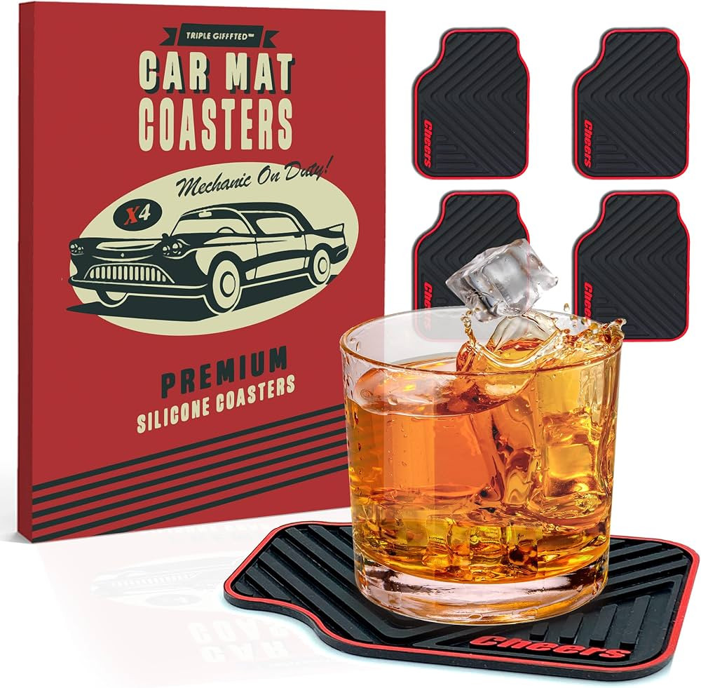 Triple Gifffted Silicone Drink Coasters, Funny Gag Novelty Car Enthusiasts Lovers Gifts for Men H... | Amazon (US)