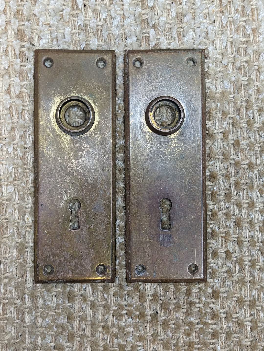 2" x 5 3/4" Pair Of Antique Stamped Brass Door Knob Plate Hardware | Etsy (US)