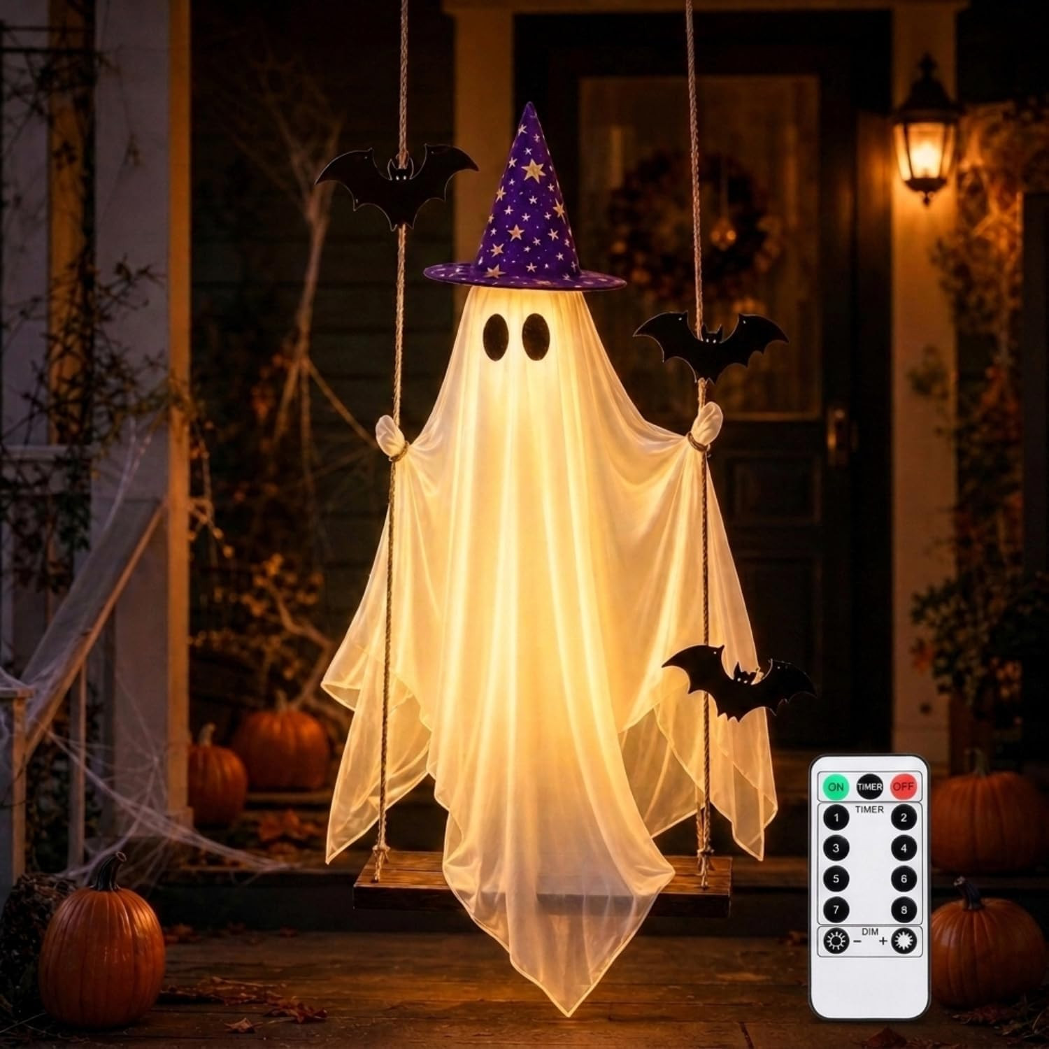 Halloween Swinging Ghost, Lighted Hanging Ghost Decor for Outdoor Porch | Amazon (US)