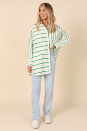 Suzie Button Down Top - Green Stripe | Petal & Pup (US)